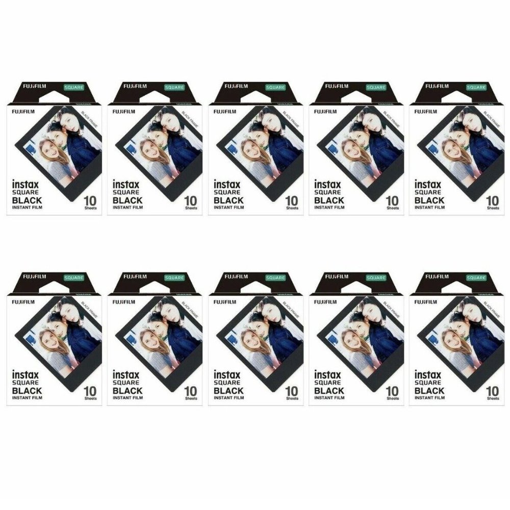 100 Photos Black Frame FujiFilm Instax SQUARE Film for Fuji Camera SQ20